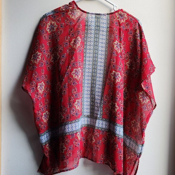 Love Tree Sheer Red Bohemian Style Open Blouse Size Small - Picture 15 of 15